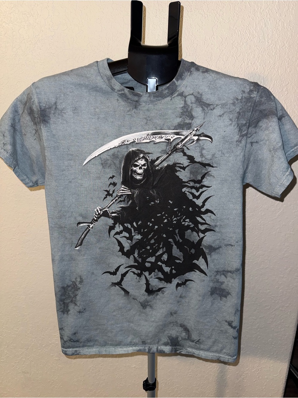 Alchemy Hop Topic Tie-Dye Reaper Graphic Tee - Men’s Casual Shirt grey black